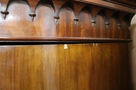 A Victorian mahogany inverted breakfront wardrobe W.218cm